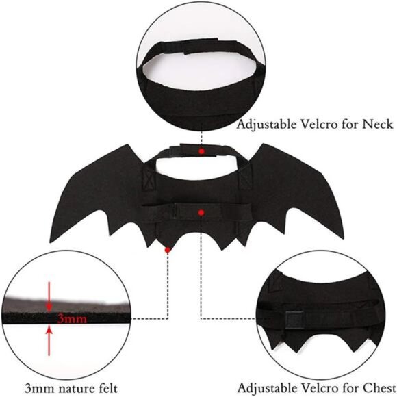Pet Cat Bat Wings for Halloween Party Decoration, Puppy Collar Leads Cosplay - Picture 4 of 7